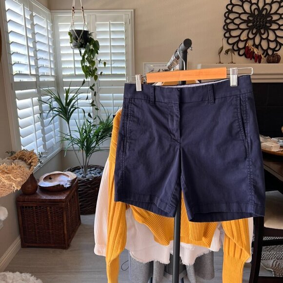 J Crew Shorts Womens Size 0 Navy Cotton Blend Chino Re-Imagined Preppy Casual - Picture 15 of 15